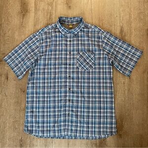 Eddie Bauer short sleeved Blue Plaid Men's Shirt vented TXL